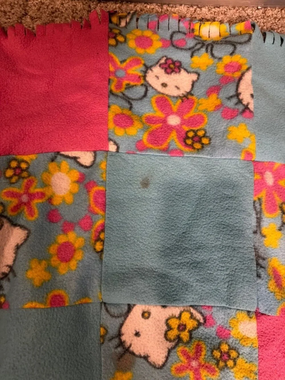Hello Kitty Fleece Tie Blanket Patchwork Design 58